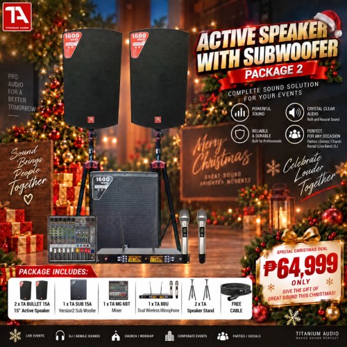 Active With Sub 2 – TA Bullet 15A Sound System Package Active With Sub 2 – TA Bullet 15A Sound System Package