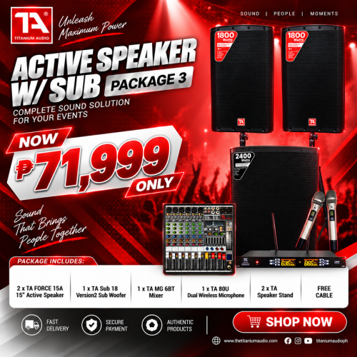 Active With Sub 3 – TA Force 15A Sound System Package Active With Sub 3 – TA Force 15A Sound System Package