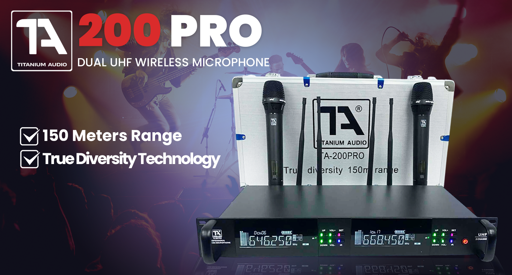 TA 200 Pro Dual UHF Wireless Microphone